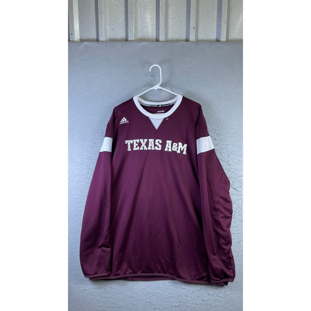 Adidas Texas A&M Aggies Pullover Mens 2XL Maroon Excellent Climalite Long Sleeve